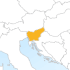 Ориентационная карта страны Словения (Slovenija) в рамках Европы. 